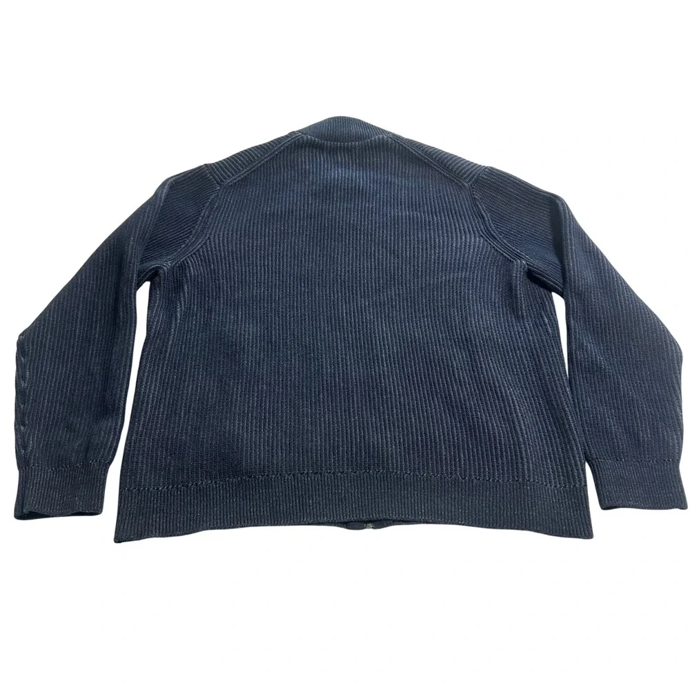 Banana‎ Republic Mens XXL Navy Blue Ribbed Cotton Full Zip Cardigan Sweater